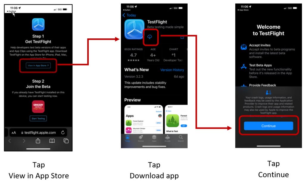 Tap View in App Store. Tap Download app. Tap continue.