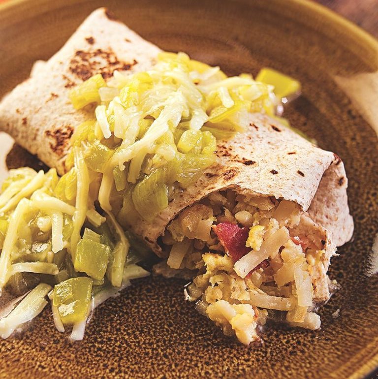 Smothered Green Chile Breakfast Burritos