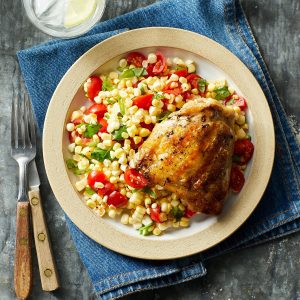 Grilled Chicken Thighs with Summer Corn Salad