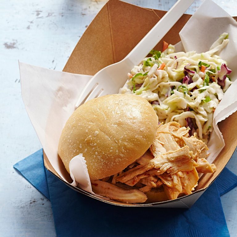 BBQ Pulled Chicken Sandwich with Coleslaw