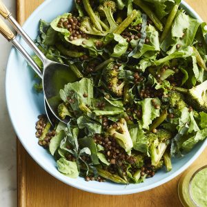 Lentil & Roasted Vegetable Salad with Green Goddess Dressing