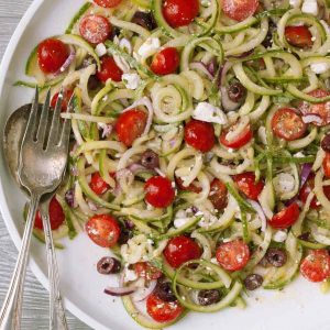 Spiralized Mediterranean Cucumber Salad