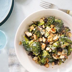Charred Broccoli with Almonds & Cherries